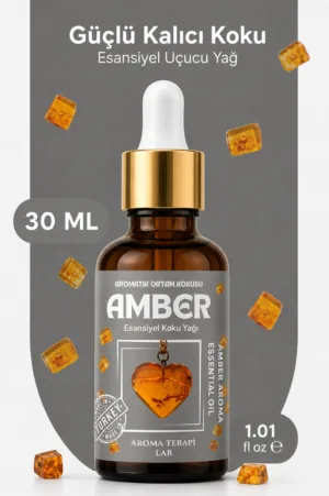 Aroma Terapi Türkiye Amber Aromatik Koku Yağı 30 ml Cam Çubuklu Şişe