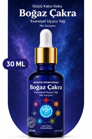 Aroma Terapi Türkiye Boğaz Çakra Aromatik Koku Yağı 30 ml Cam Çubuklu Şişe