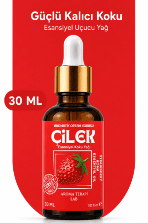 Aroma Terapi Türkiye Çilek Aromatik Koku Yağı 30 ml Cam Çubuklu Şişe