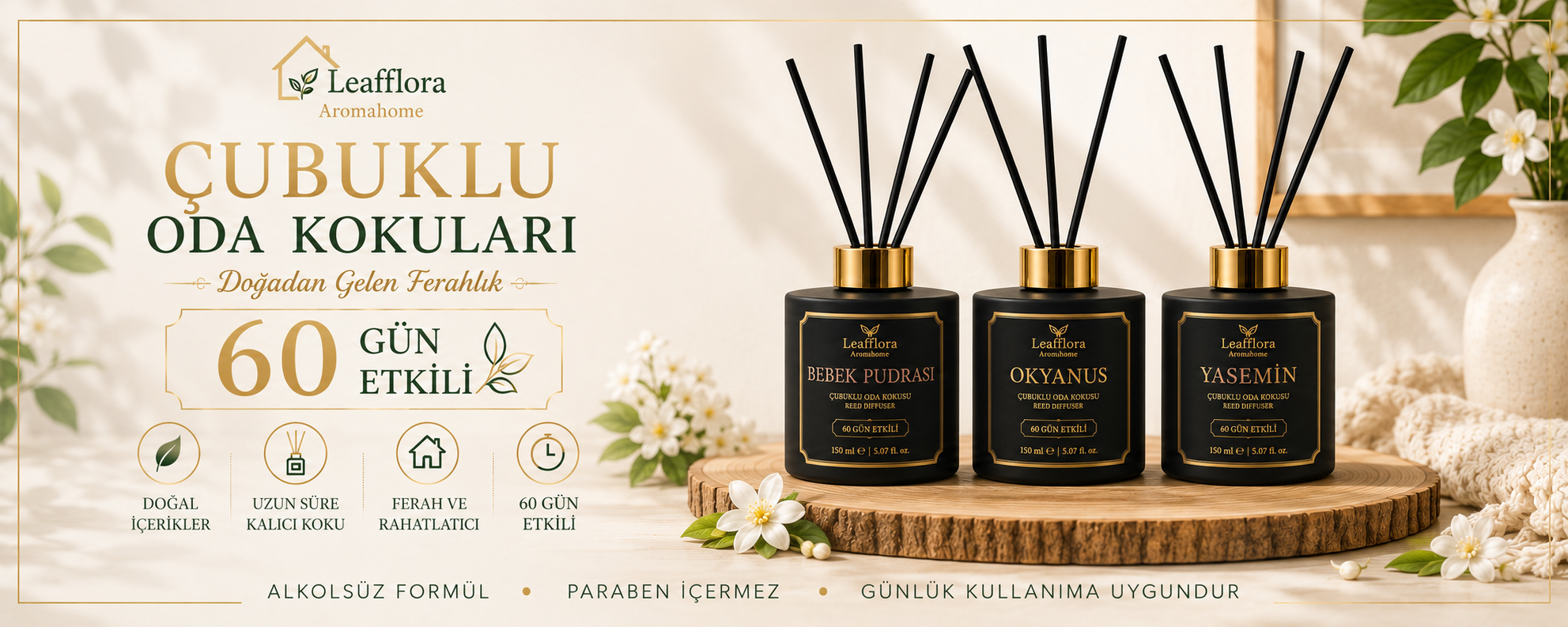 Çubuklu Oda Kokuları 60 Gün Etkili