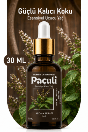Aroma Terapi Türkiye Paçuli Aromatik Koku Yağı 30 ml Cam Çubuklu Şişe