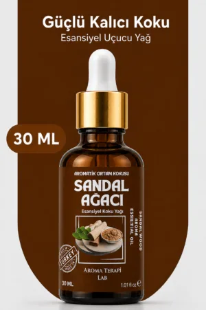 Aroma Terapi Türkiye Sandal Ağacı Aromatik Koku Yağı 30 ml Cam Çubuklu Şişe