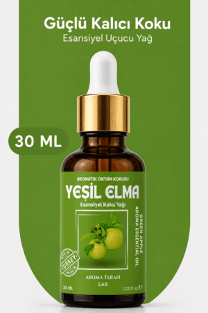 Aroma Terapi Türkiye Yeşil Elma Aromatik Koku Yağı 30 ml Cam Çubuklu Şişe
