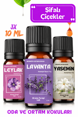 Bahar Seti Leylak Lavanta Yasemin 3 adet x 10 ML esansiyel uçucu yağ seti